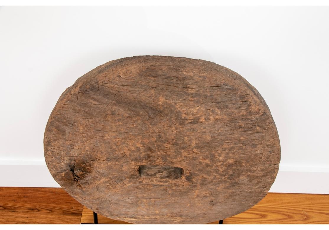 Antique Carved Wheel Mounted On Stand For Sale 3