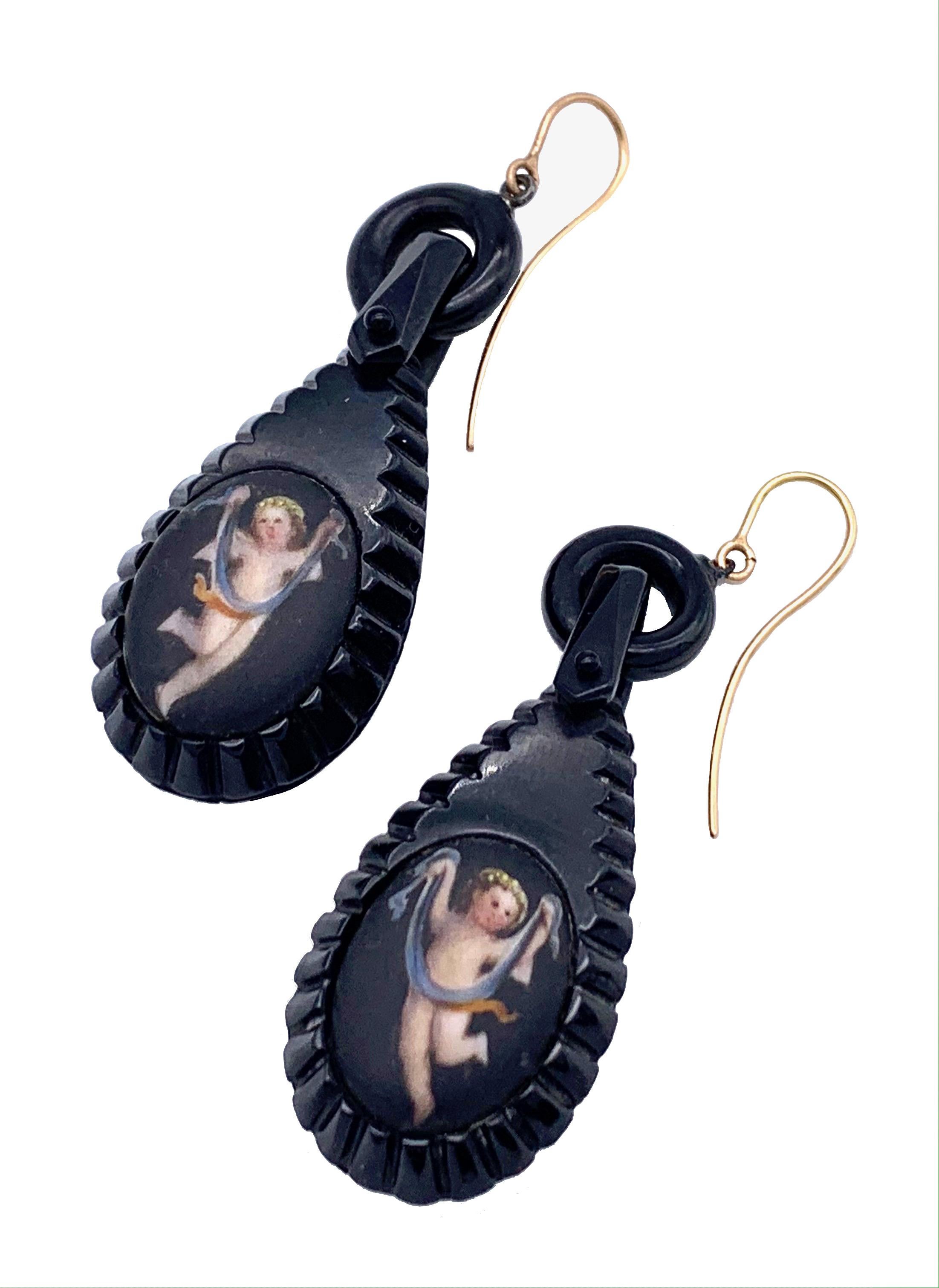 antique whitby jet earrings