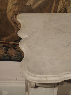 Antique Carved White Marble Console Table from France, 19th Century