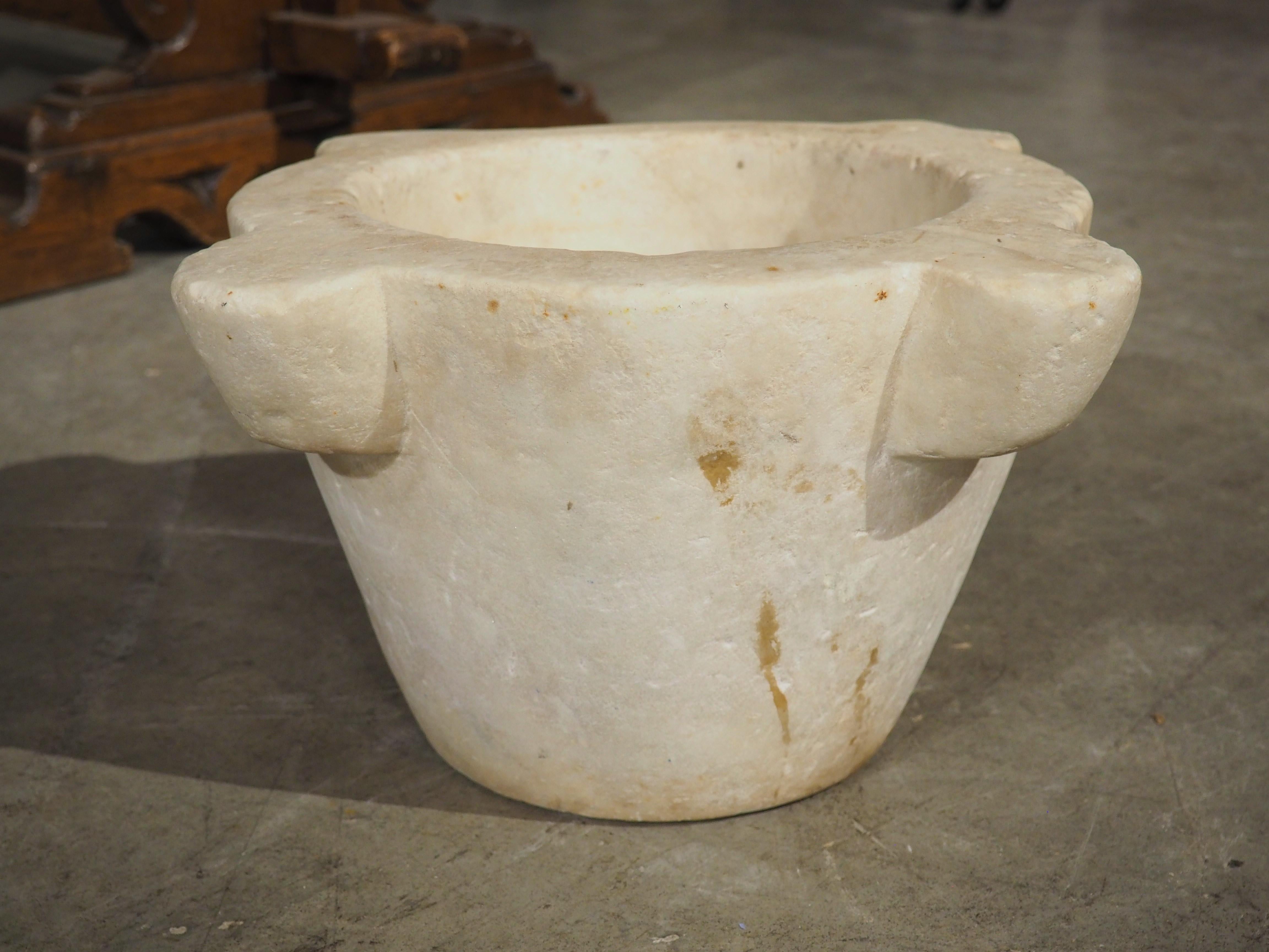 Early 19th Century Antique Carved White Marble Mortar from France, C.1800 For Sale