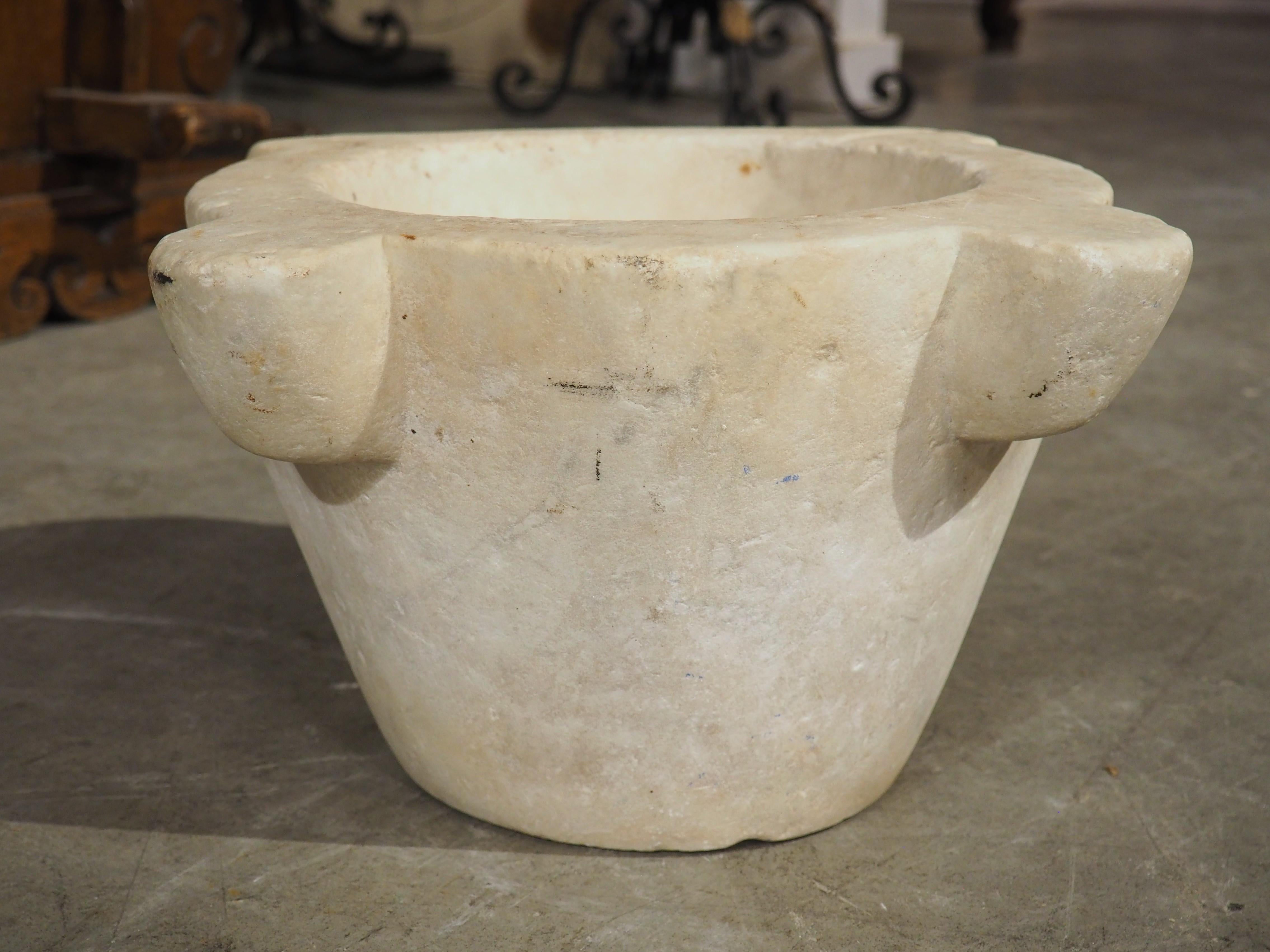Antique Carved White Marble Mortar from France, C.1800 For Sale 1