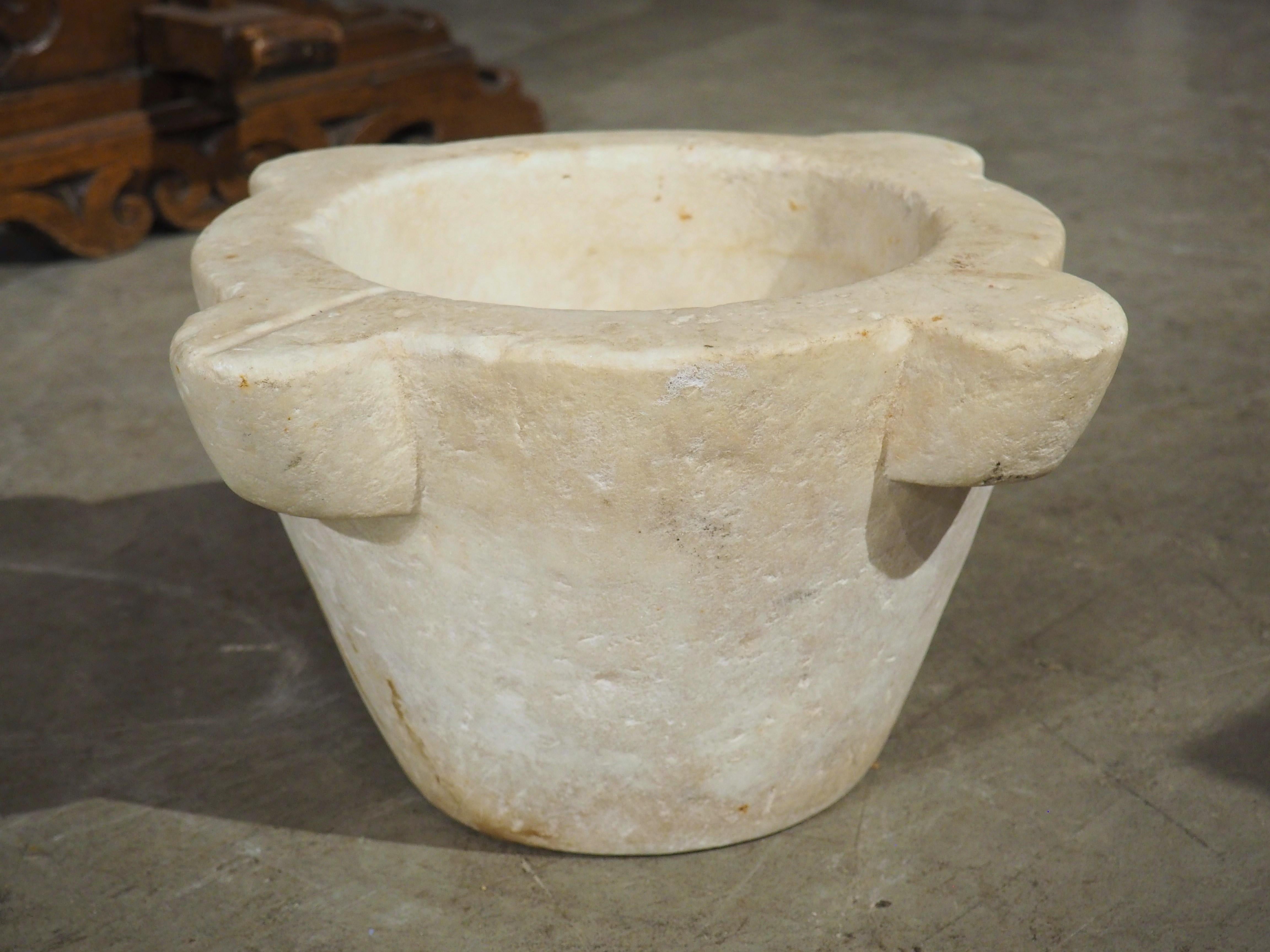 Antique Carved White Marble Mortar from France, C.1800 For Sale 3