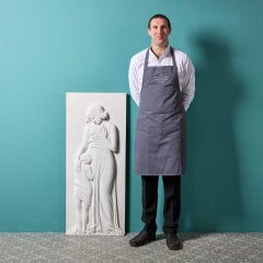 Antique Carved White Statuary Marble Plaque