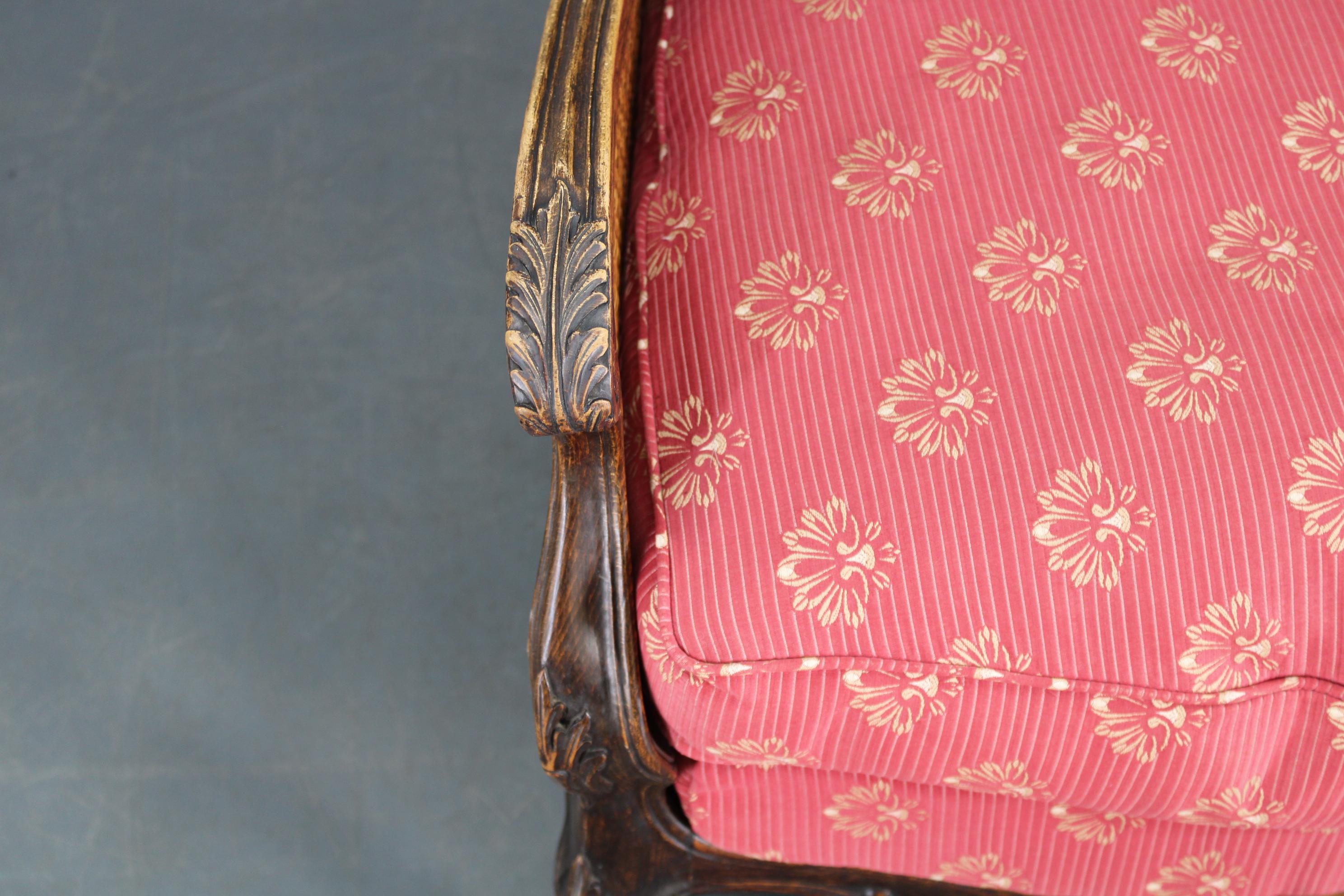 Antique Carved Wing Chair with Cane Sides , Czechoslovakia For Sale 4