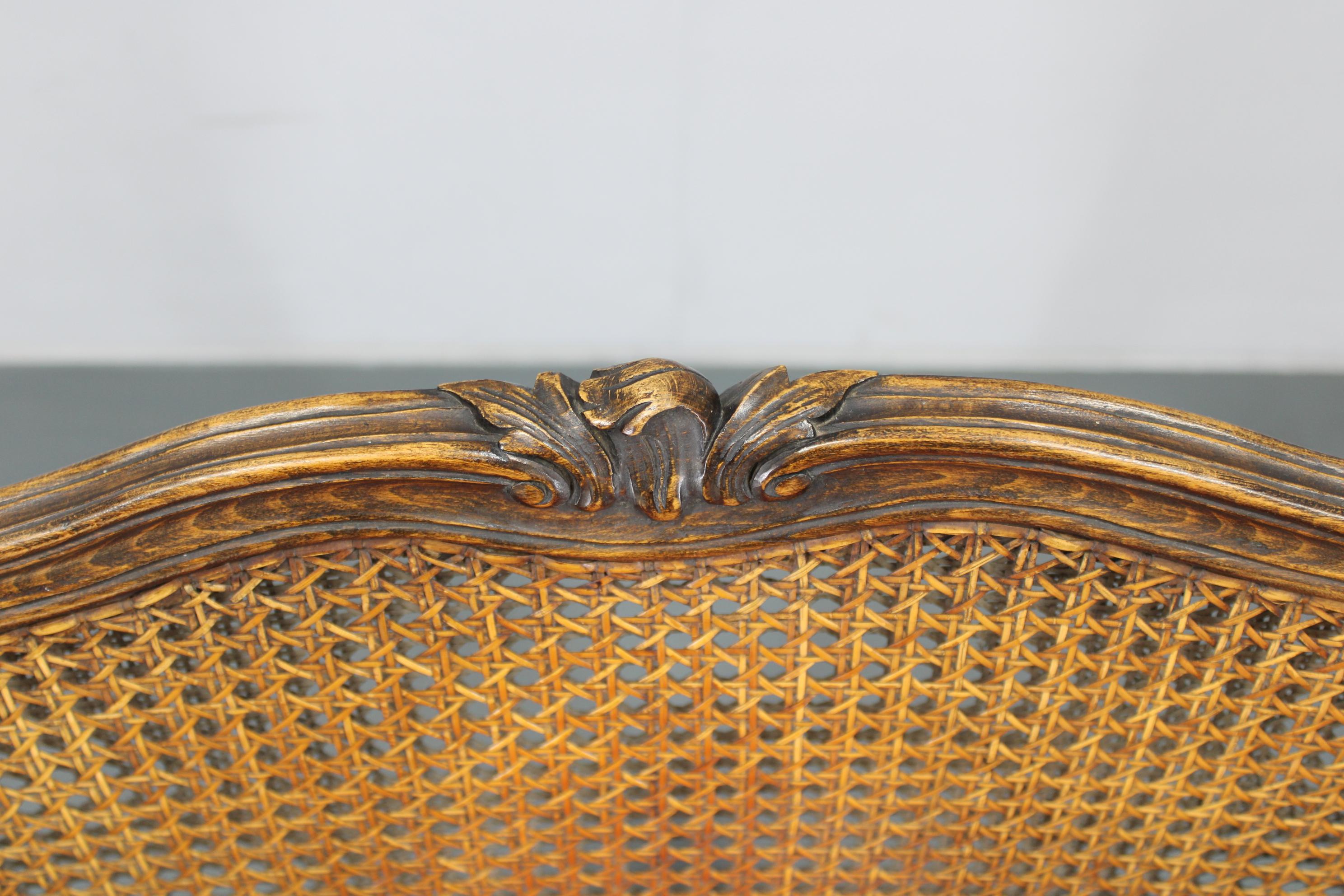 Antique Carved Wing Chair with Cane Sides , Czechoslovakia For Sale 6