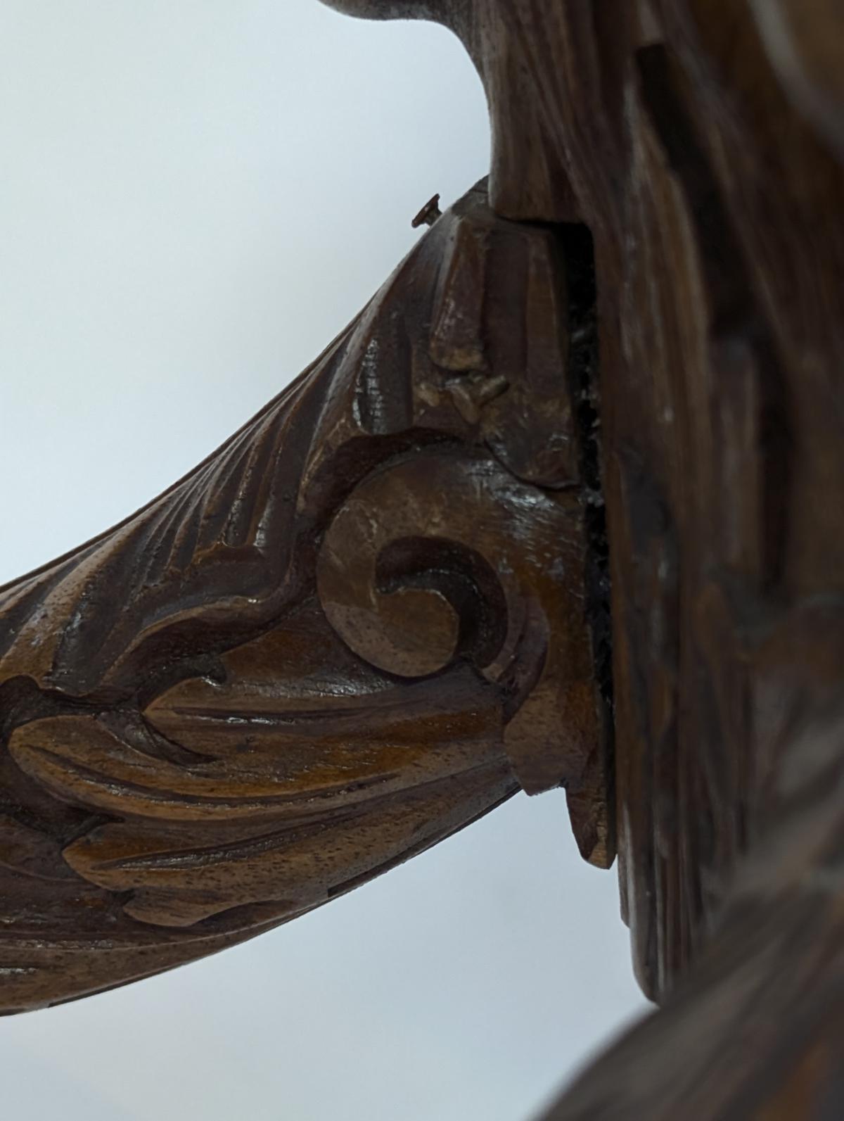Antique Carved Wood 6 Arm Chandelier For Sale 1