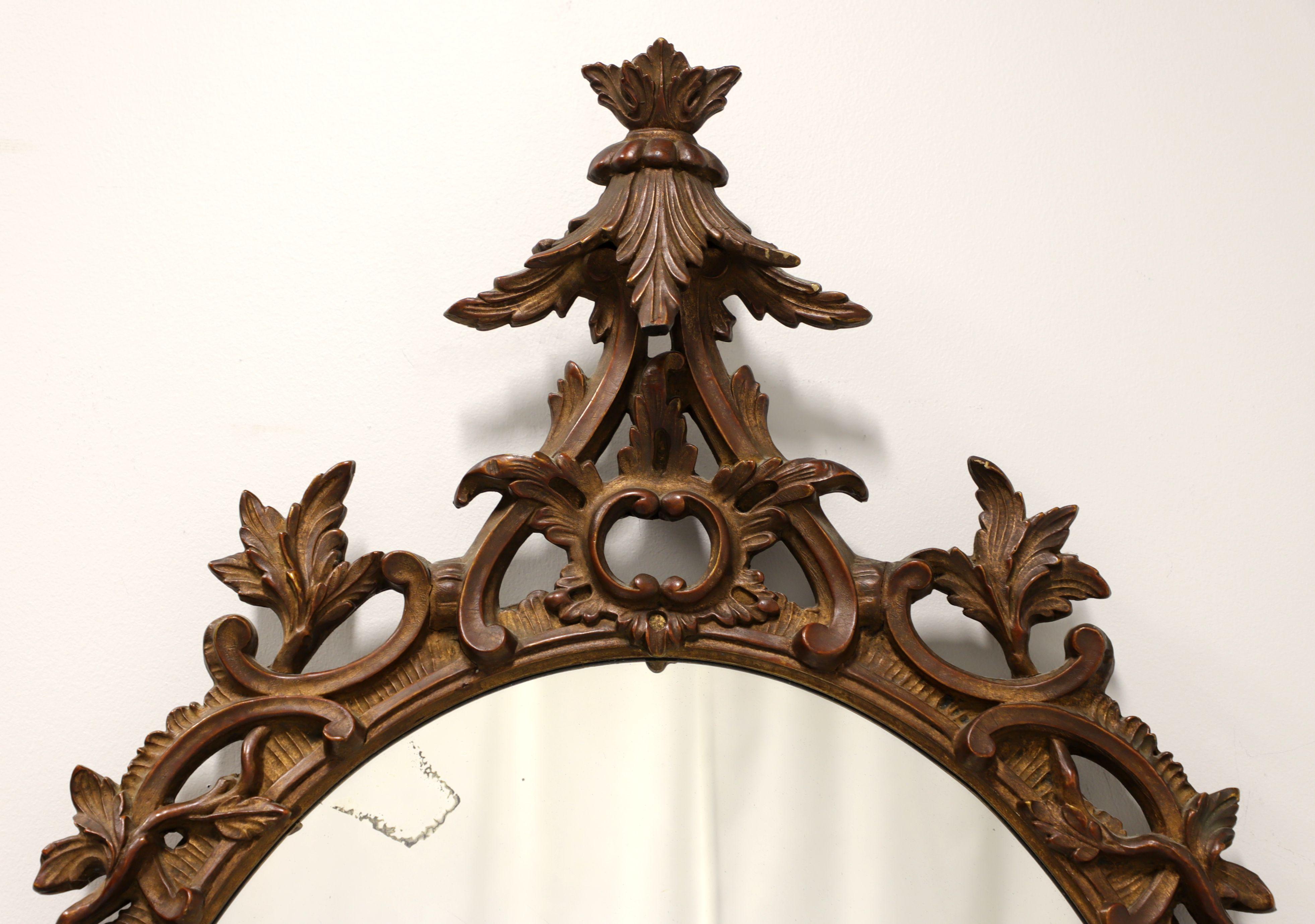 Baroque Antique Carved Wood Acanthus Oval Wall Mirror - Charles of London