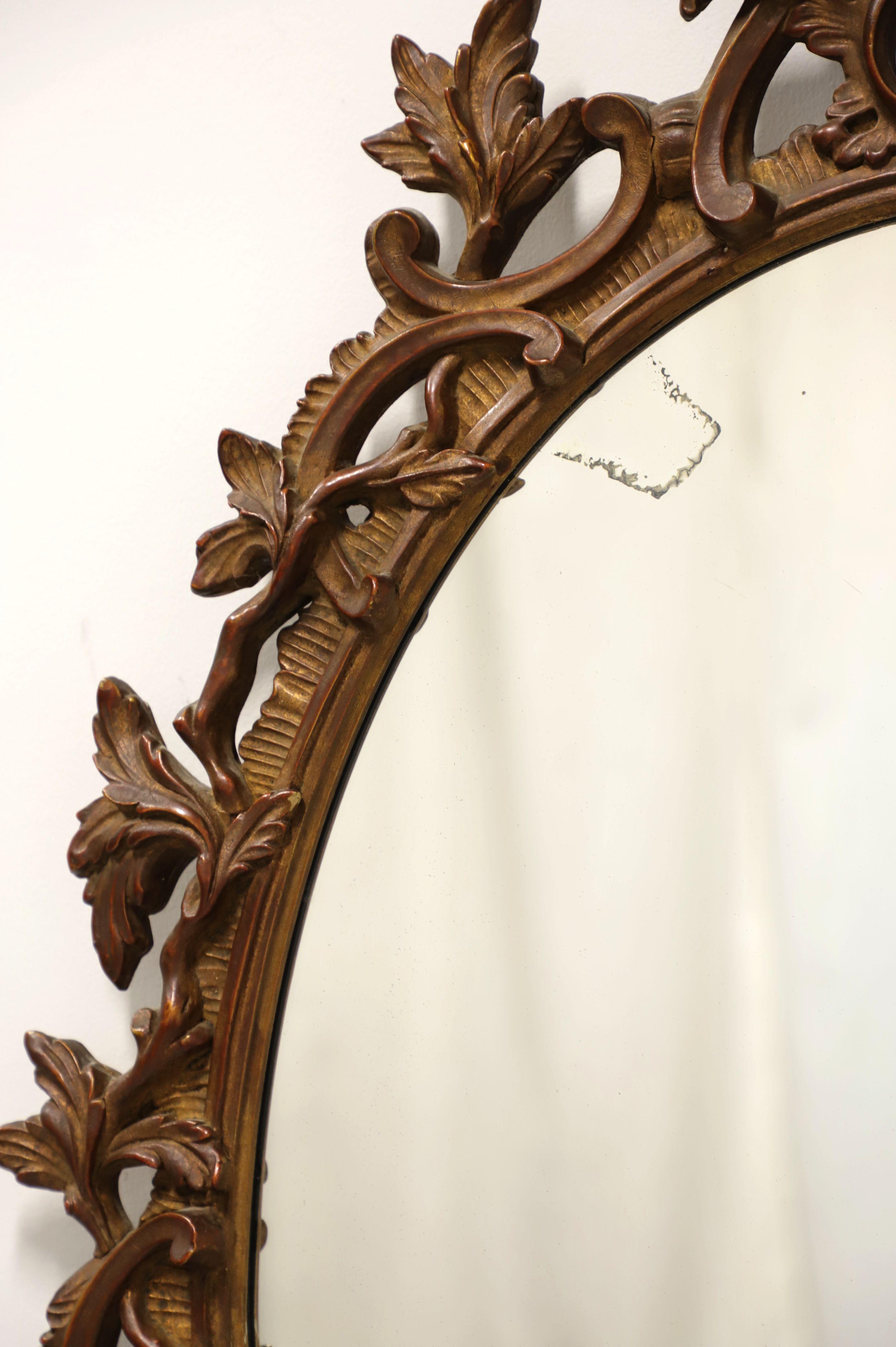 English Antique Carved Wood Acanthus Oval Wall Mirror - Charles of London