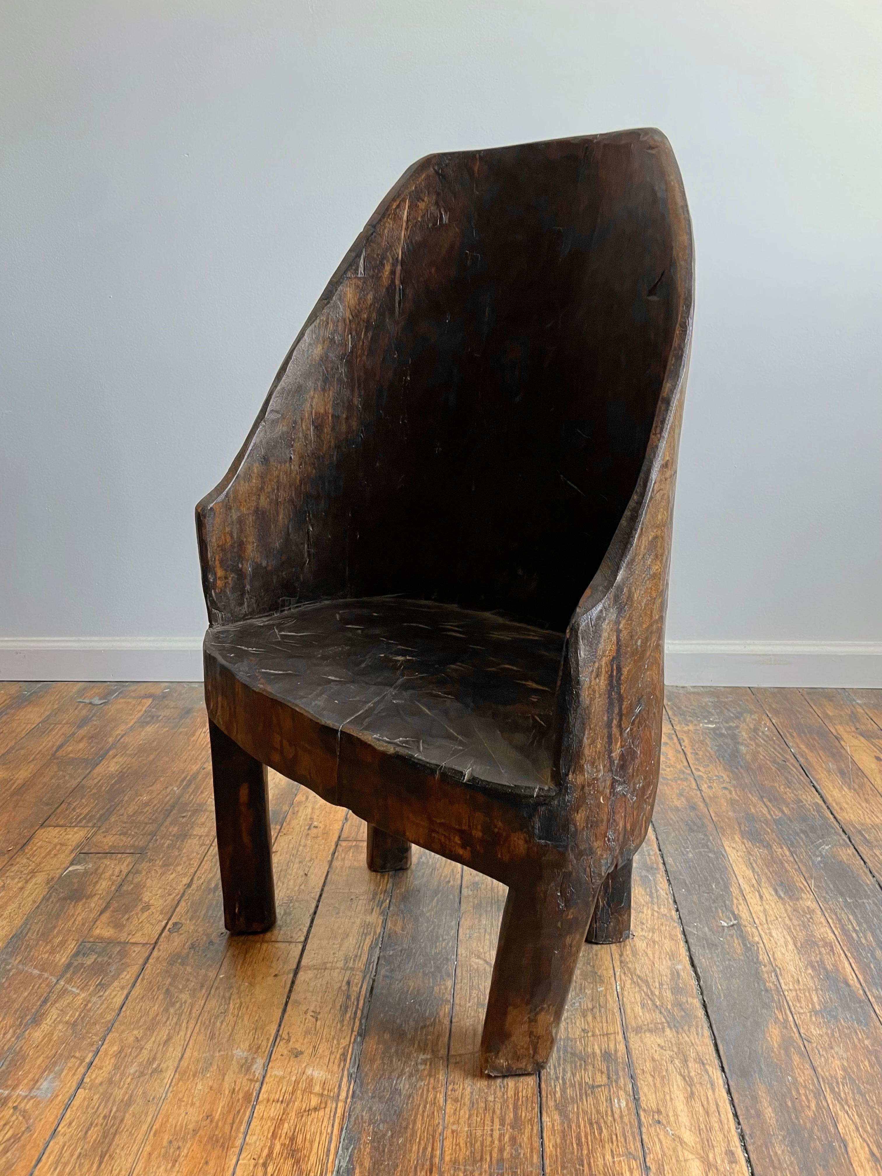 Primitive Antique Carved Wood Accent Chair #4 For Sale
