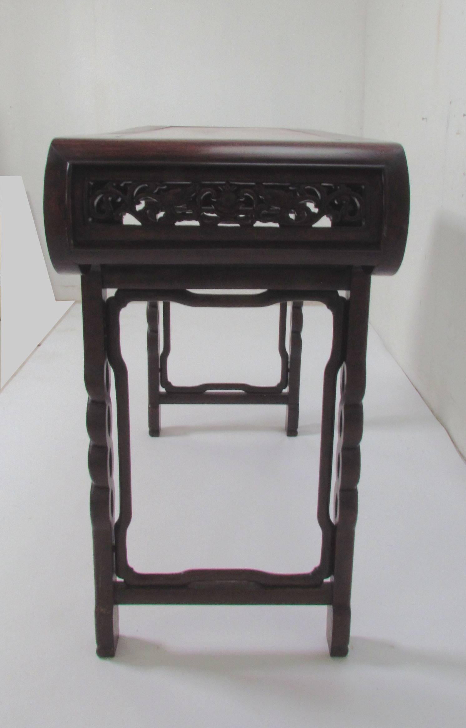 Antique Carved Wood and Pink Marble Chinese Altar/Console Table 3