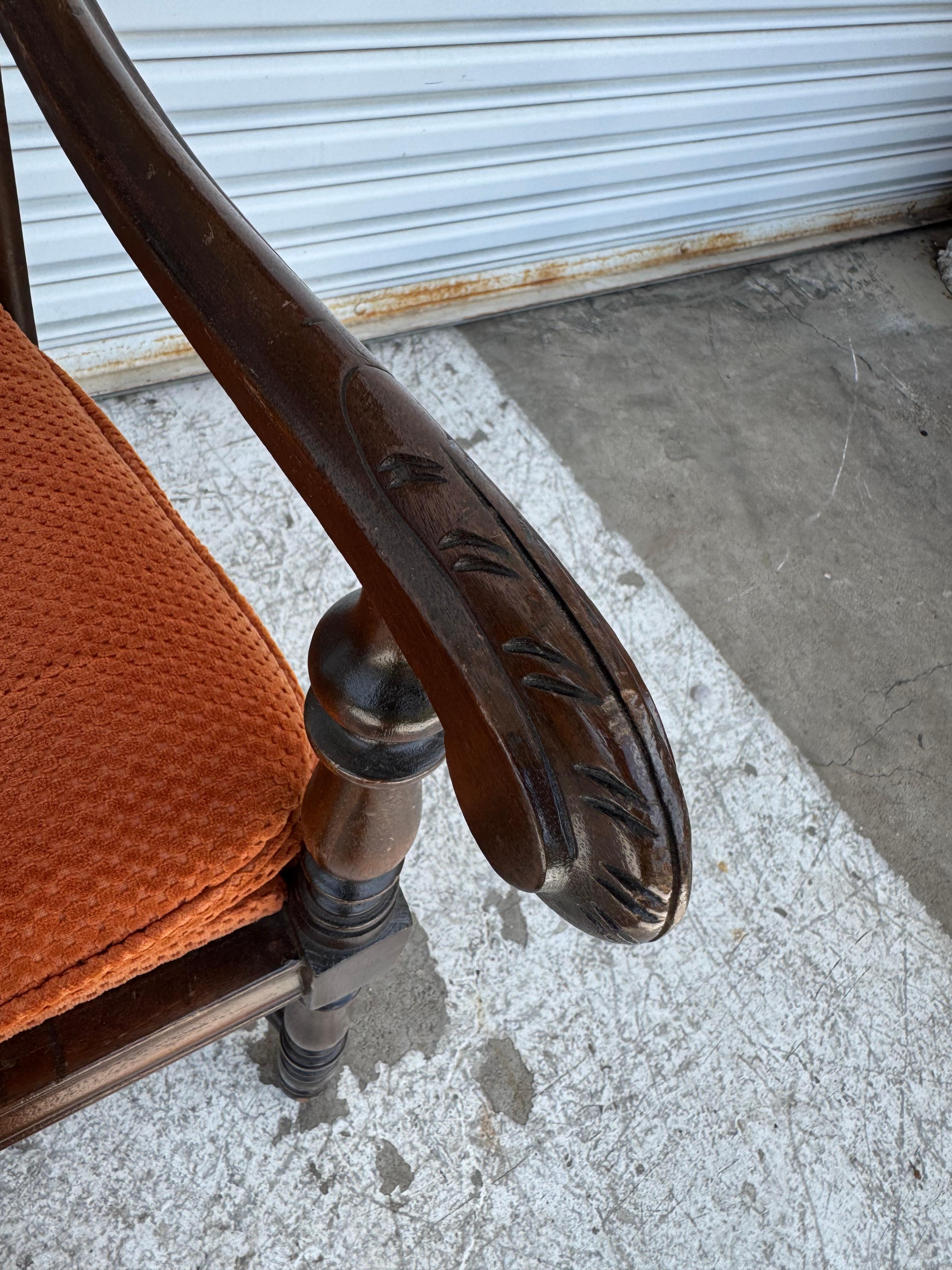 Antique Carved Wood Armchair with Cane Back For Sale 2