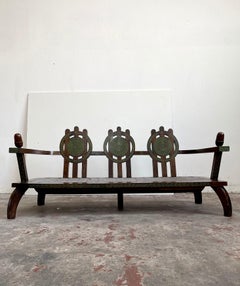 Antique Carved Wood Bench by Ettore Zaccari, Italy c1910