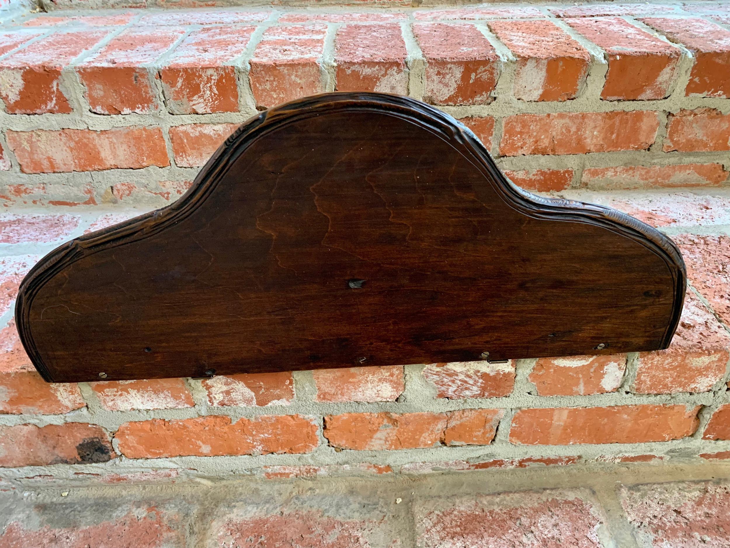 Antique Carved Wood Black Forest Cow Wall Shelf Bracket Corbel Swiss 5