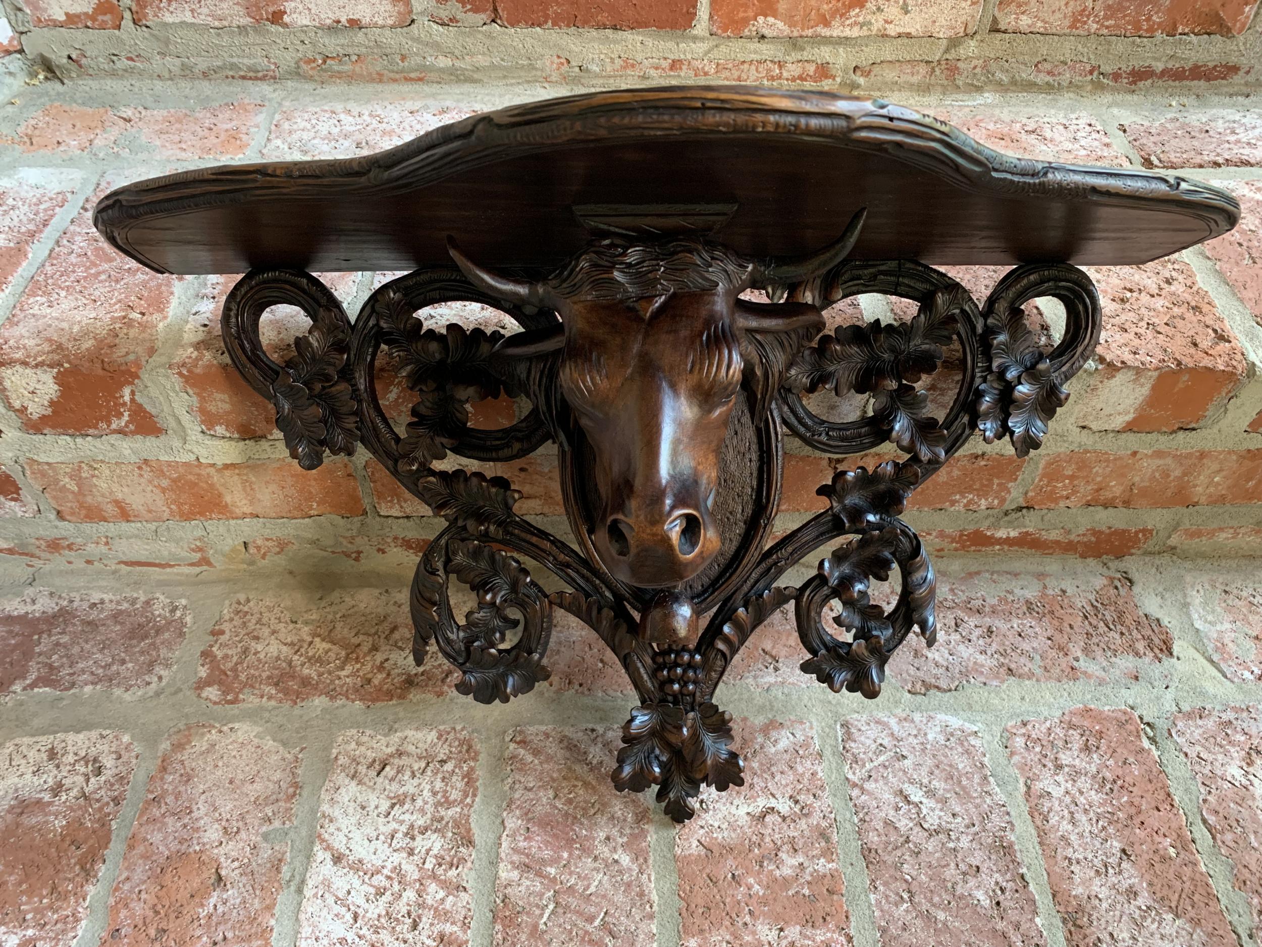 Antique carved wood Black Forest cow wall shelf bracket corbel Swiss

~Direct from Europe~
~One of the highlights from our last container from France, and it included quite a few 19th century carved masterpieces; furniture with Black Forest