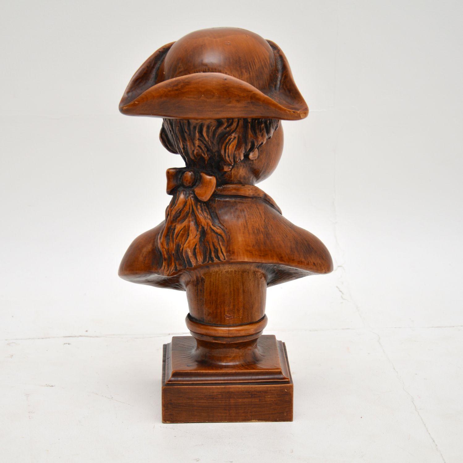 Antique Carved Wood Bust of a Sailor For Sale 3