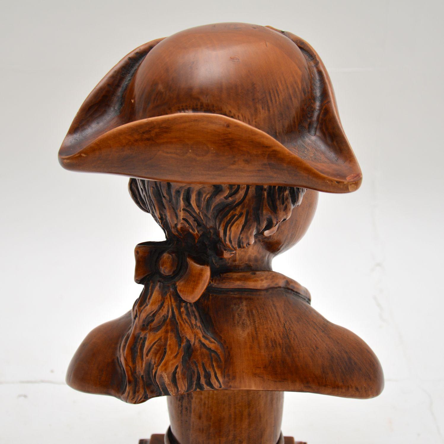 Antique Carved Wood Bust of a Sailor For Sale 4