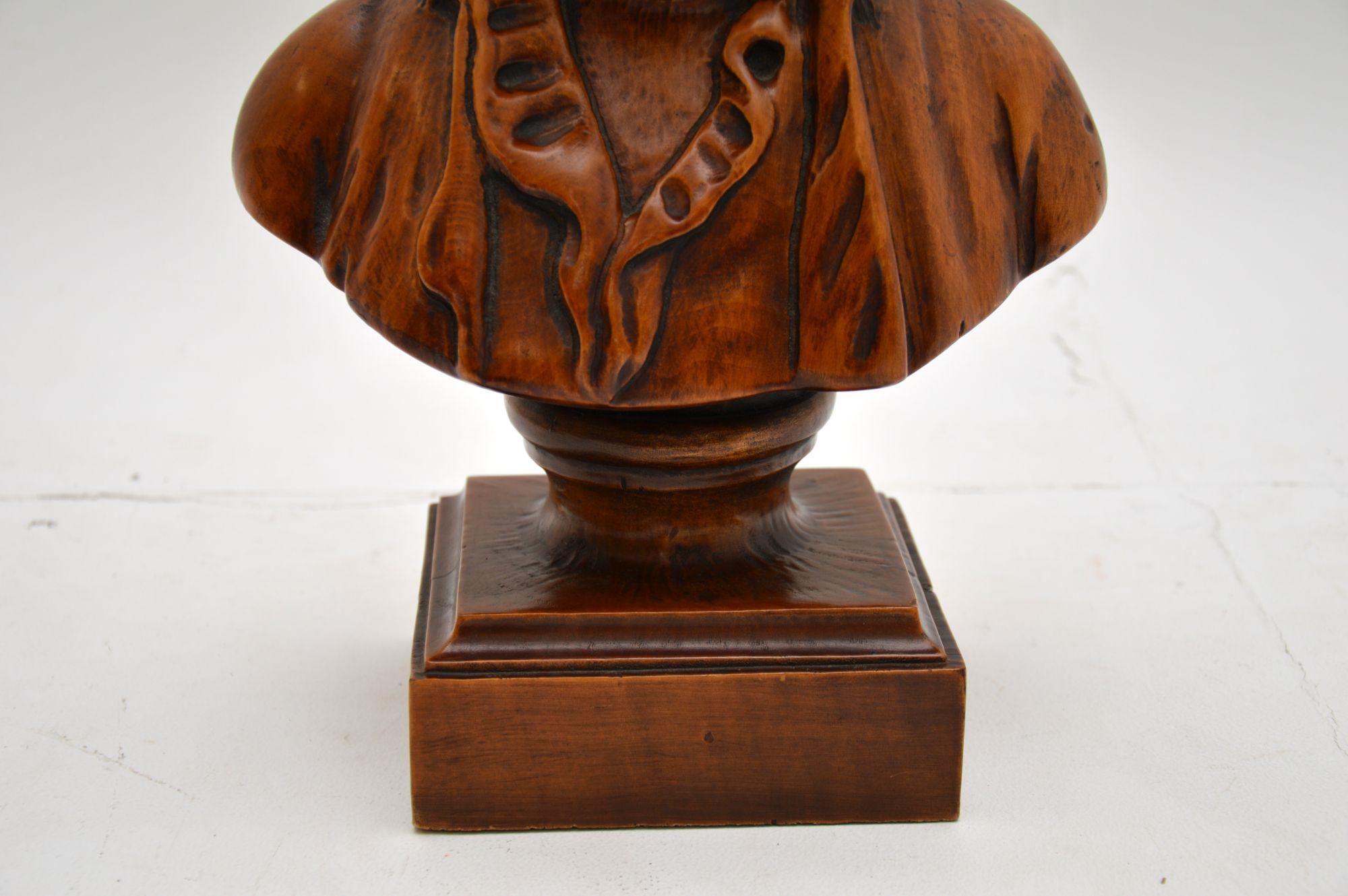 20th Century Antique Carved Wood Bust of a Sailor For Sale