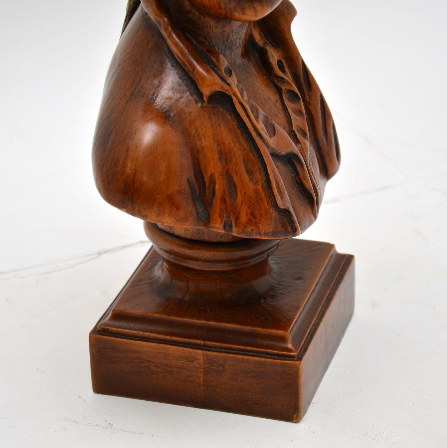 Antique Carved Wood Bust of a Sailor For Sale 1