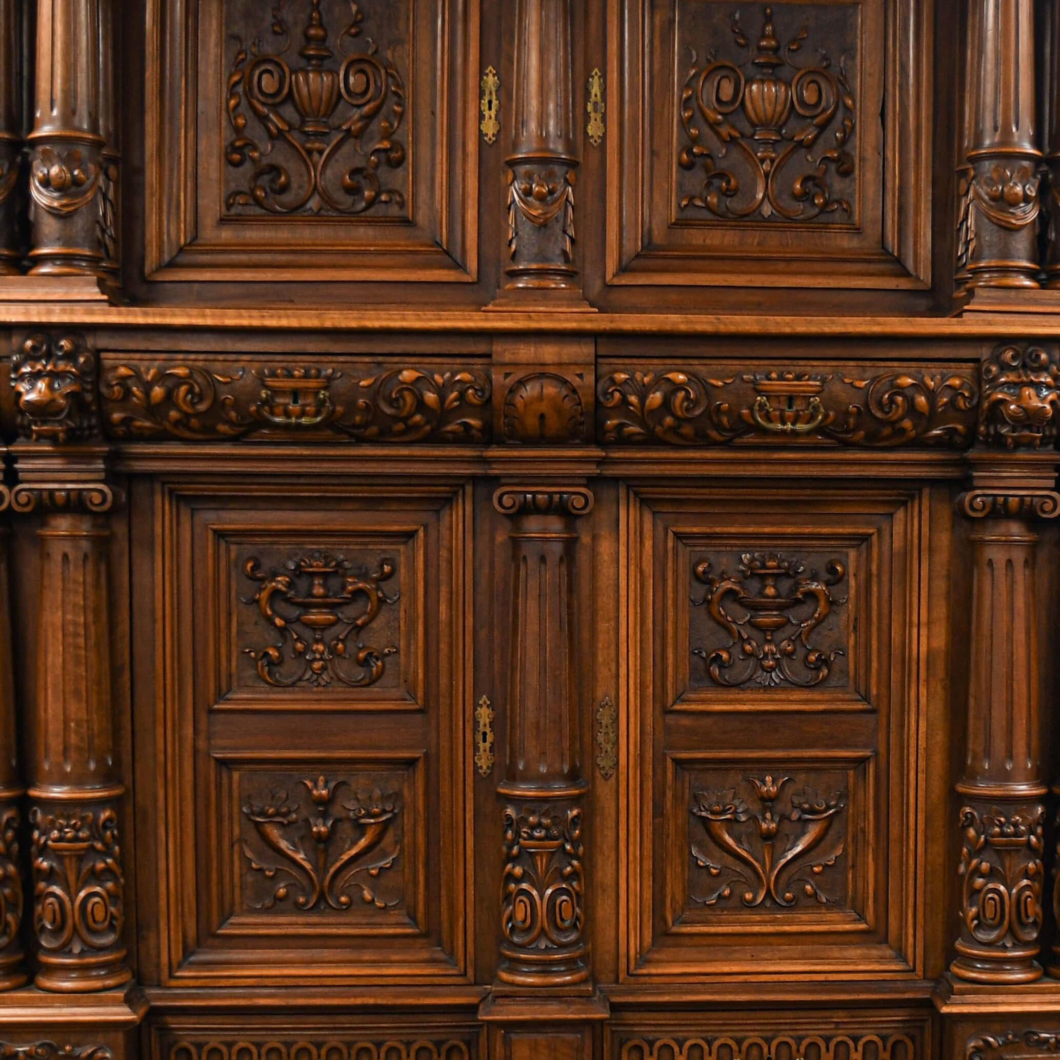 Unknown Antique Carved Wood Cabinet For Sale