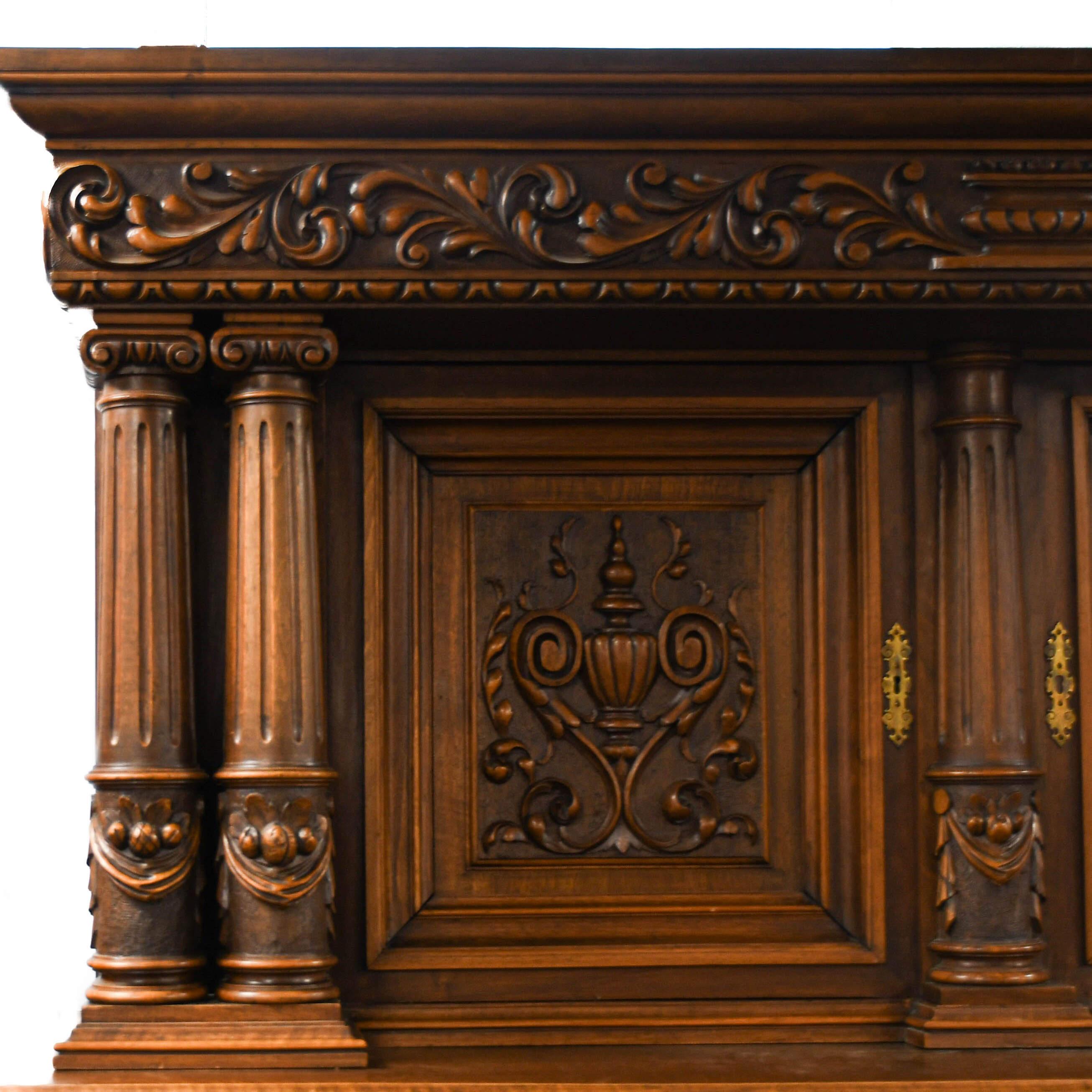 Antique Carved Wood Cabinet In Good Condition For Sale In MC Leansville, NC