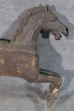 Antique Carved Wood Carousel Horse Sculpture