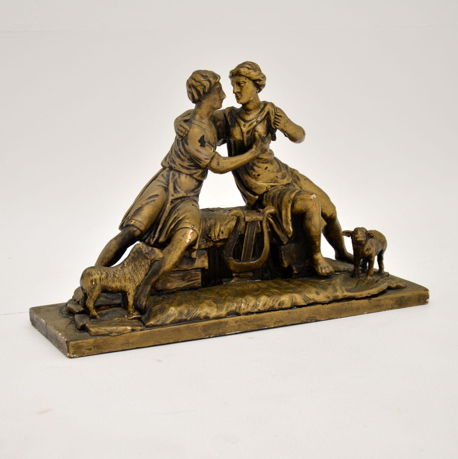 A beautiful and very unusual antique sculpture, carved from solid wood. This looks like it is most likely Italian, it depicts an intimate scene from biblical times. It is hard to date this, it could be 100 years old, or it could be much, much