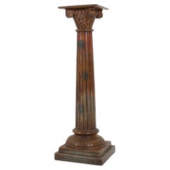 Antique carved wood Corinthian Column or pedestal, France ca. 1890