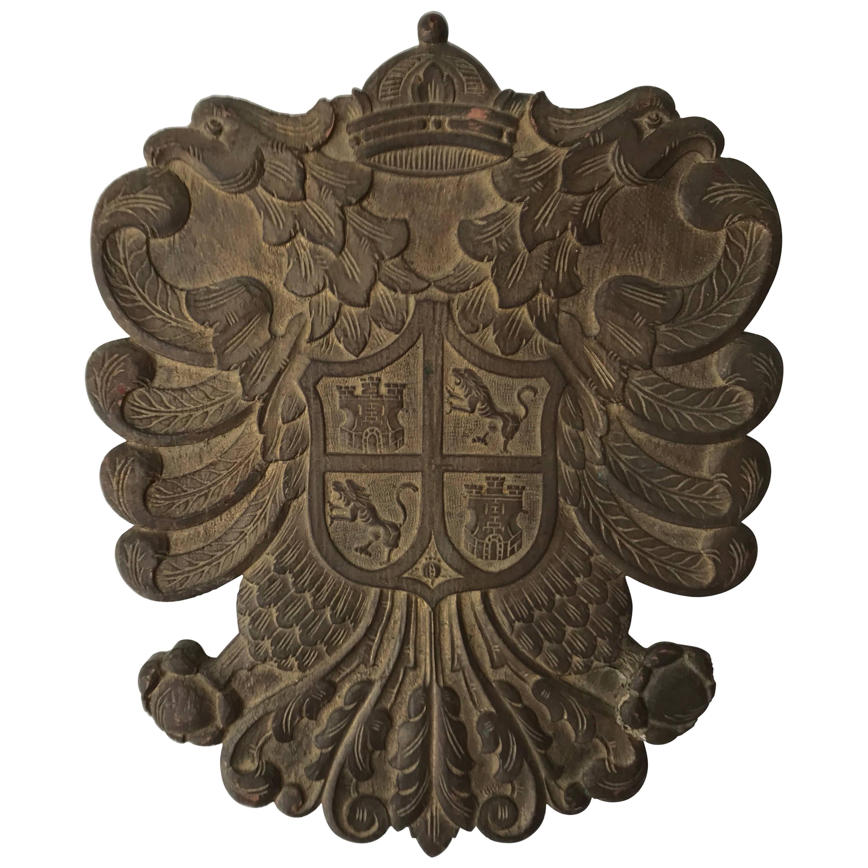 Antique Carved Wood Crest