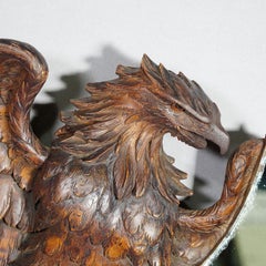 Antique Carved Wood Eagle Mirror, Black Forest, circa 1900