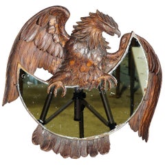 Antique Carved Wood Eagle Mirror, Black Forest, circa 1900