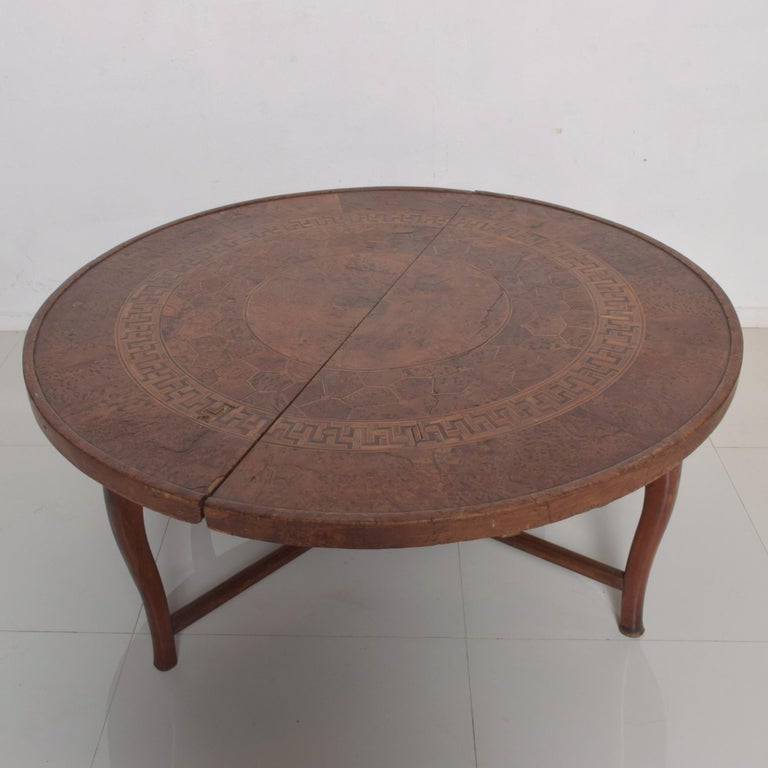 Antique Moroccan Round Coffee Table Stylish Legs Exotic Carved Wood Marquetry For At 1stdibs Antique Moroccan Round Coffee Table, Round Leather Top Coffee Table