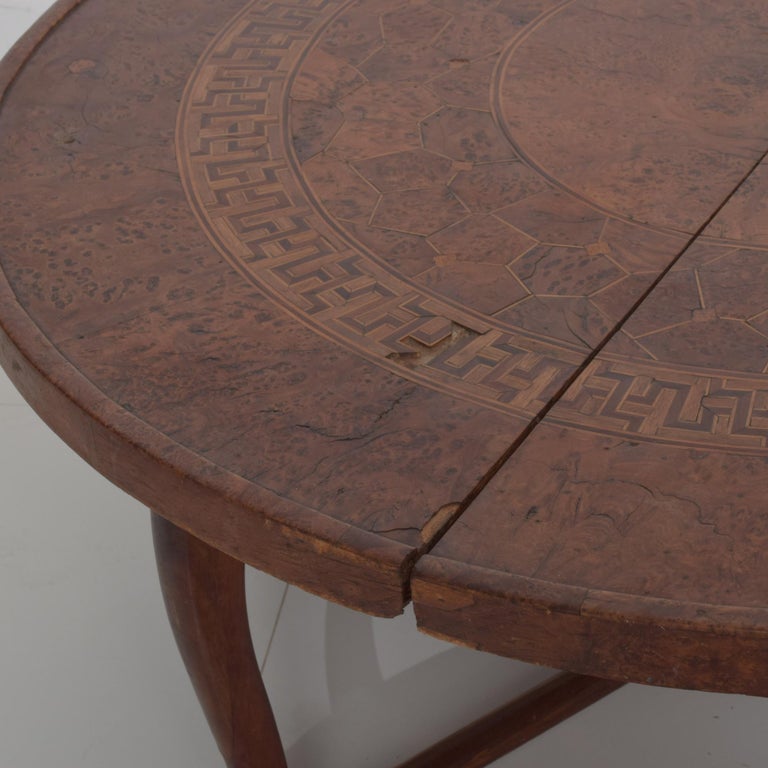 Folding Moroccan Round Coffee Table Exotic Wood Marquetry Sculptural