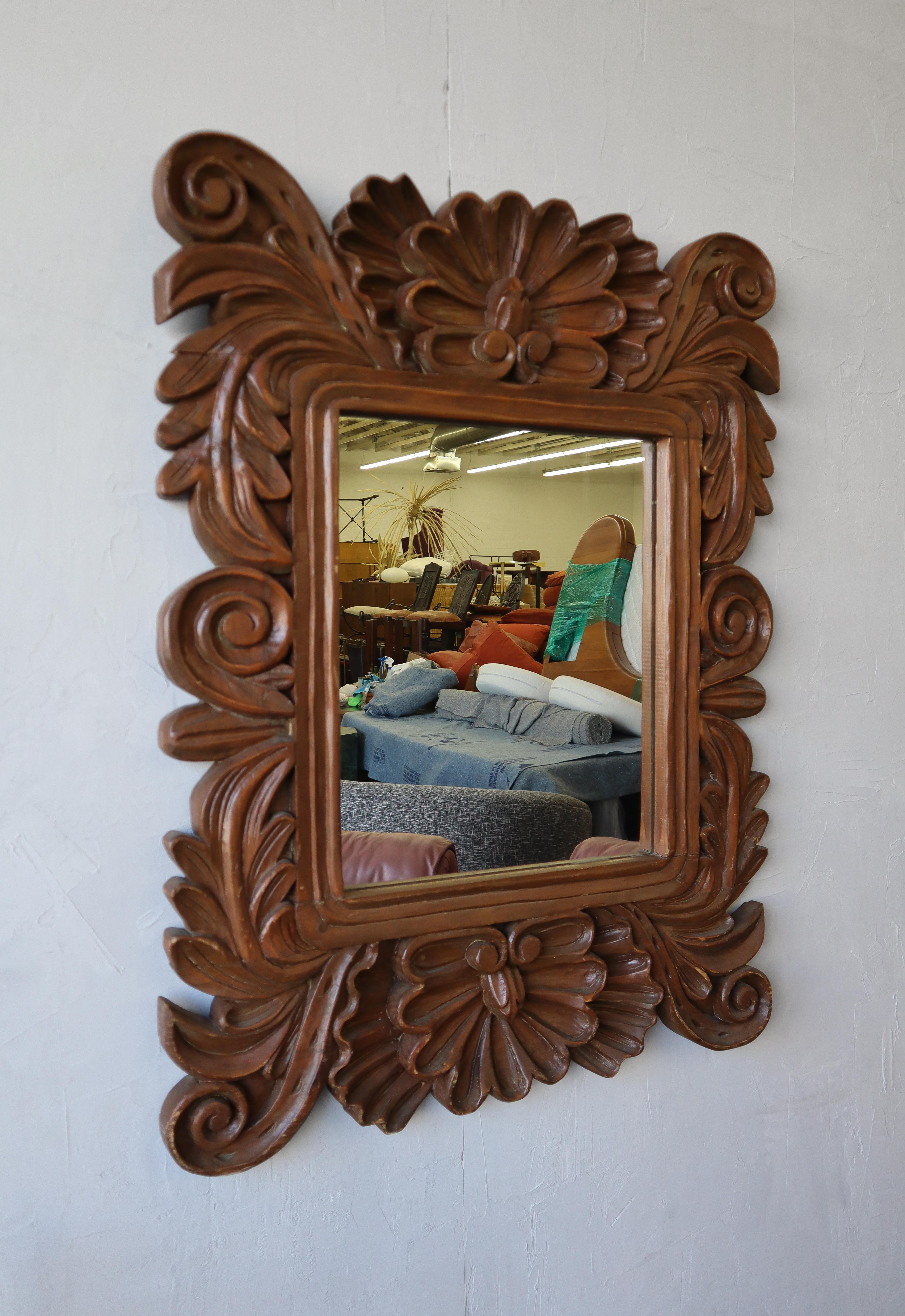 antique carved wood mirror