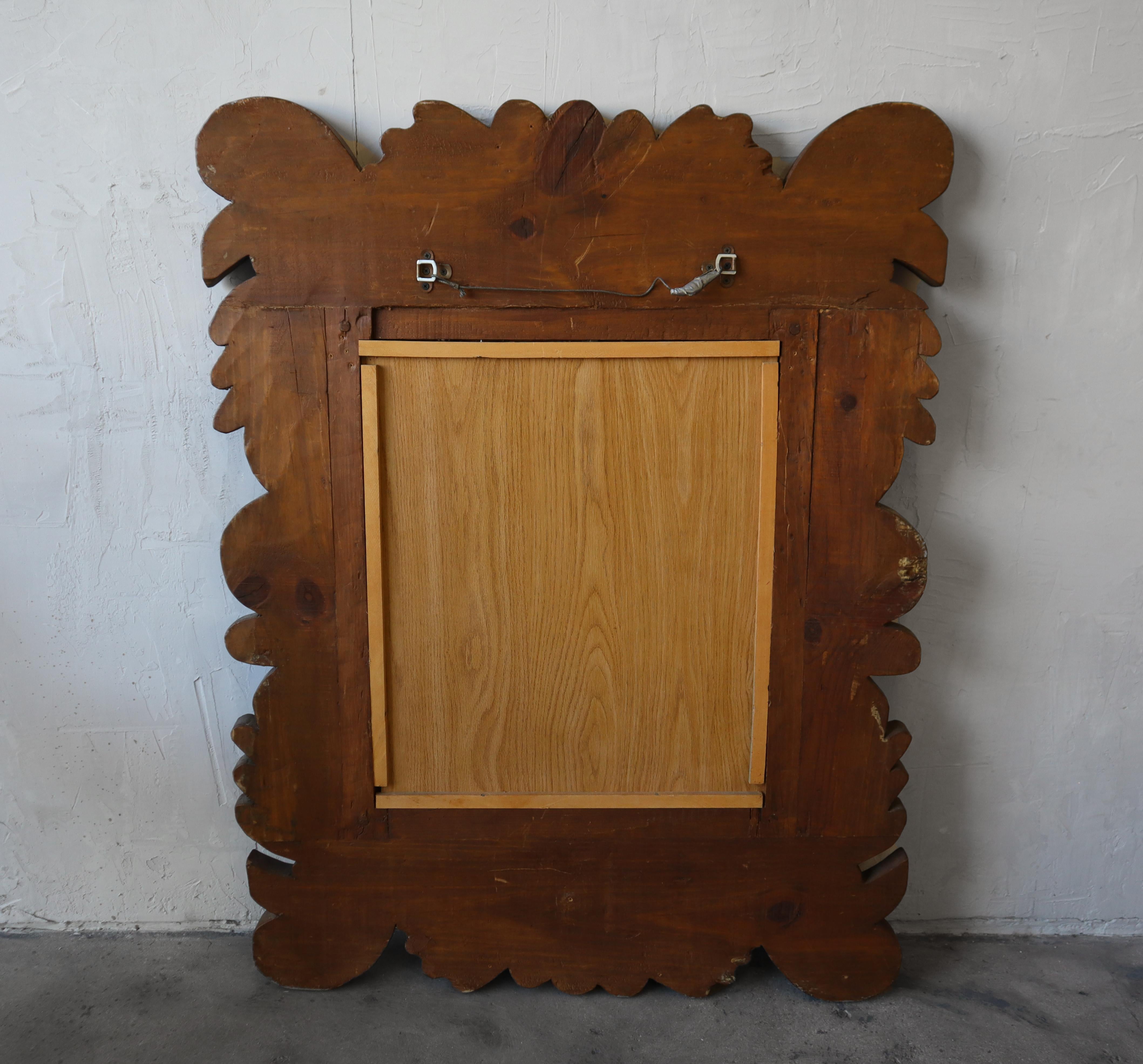 20th Century Antique Carved Wood Filigree Wall Mirror