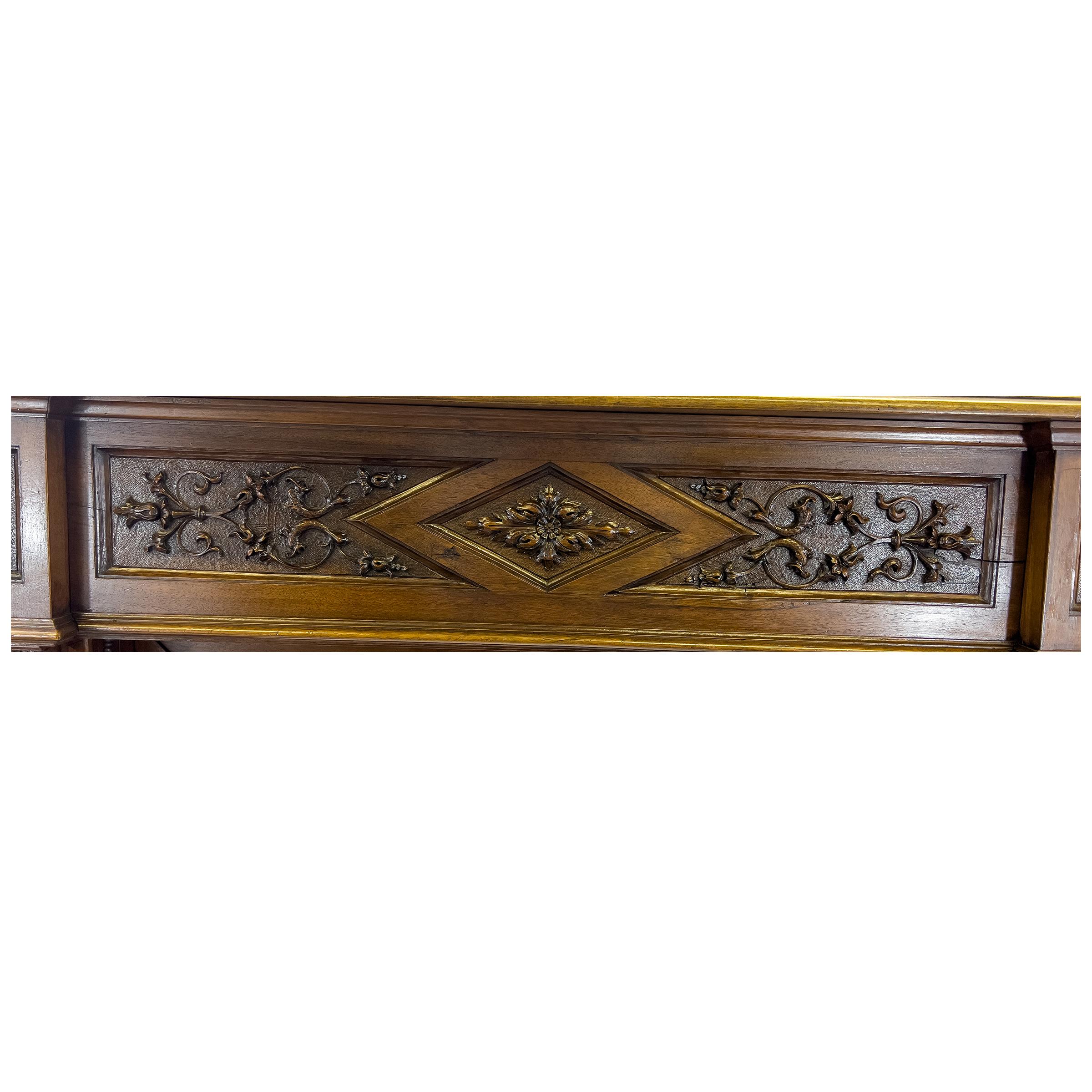 Antique Carved Wood Fireplace Mantel 1