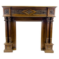 Antique Carved Wood Fireplace Mantel