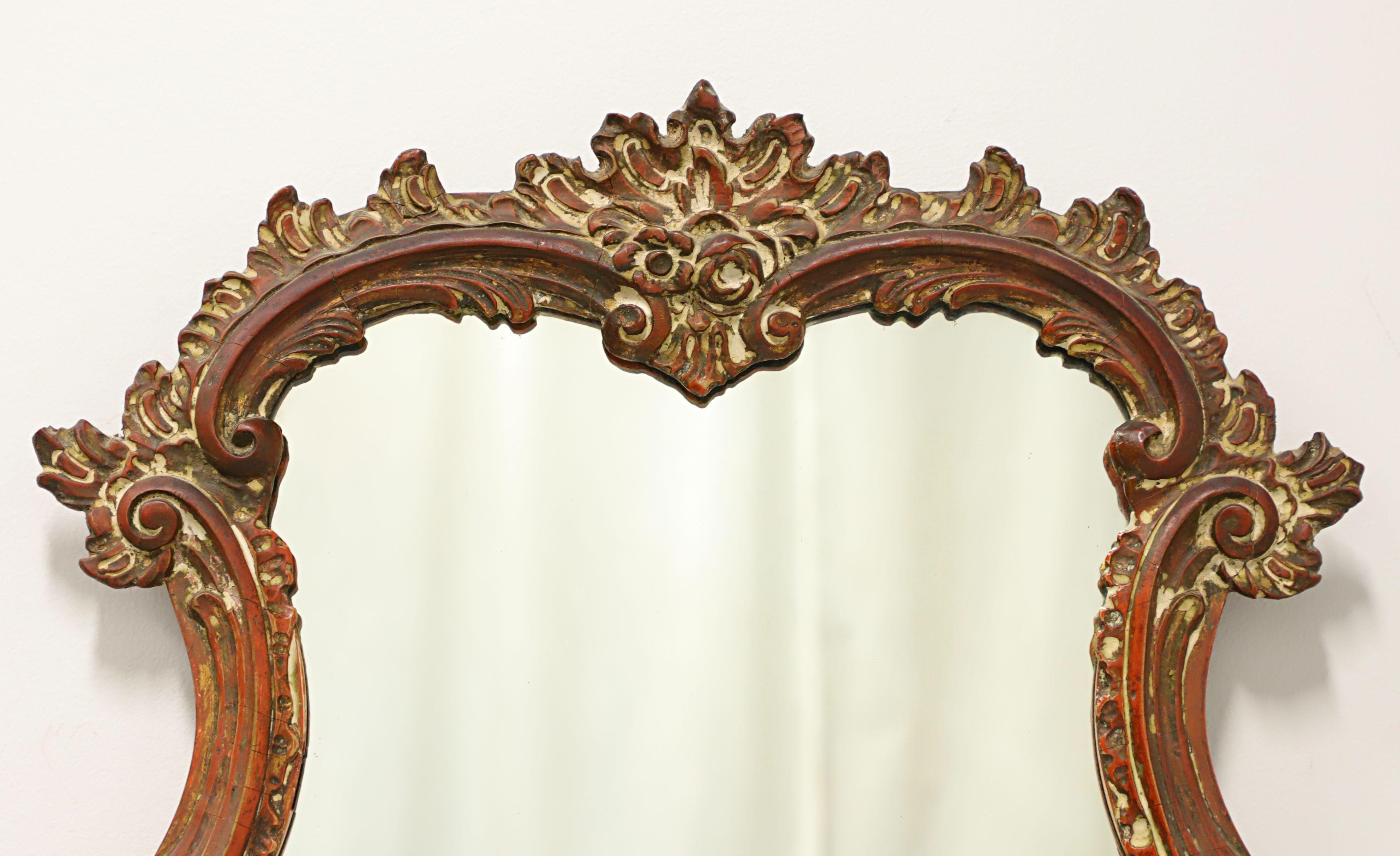 French Provincial Antique Carved Wood French Wall Mirror