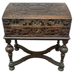 Antique Carved Wood Italian Chest
