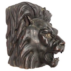 Antiker geschnitzter Holzlöwenkopf aus einer Bar in Manhattan, ca. 1880er-1890er Jahre
