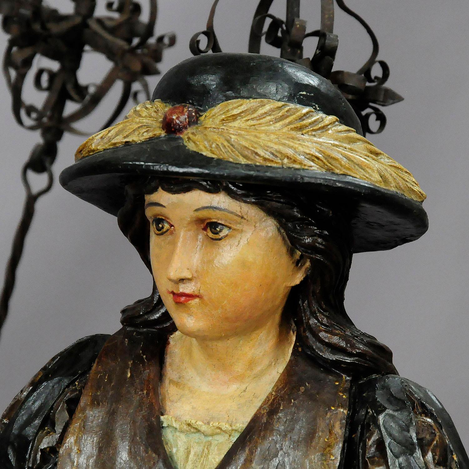 Antique Carved Wood Lusterweibchen of a Victorian Lady 2