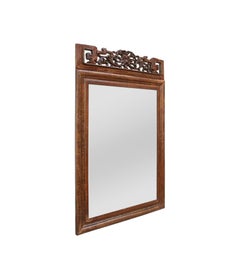 Antique Carved Wood Mirror, Asian Style Pediment, circa 1900