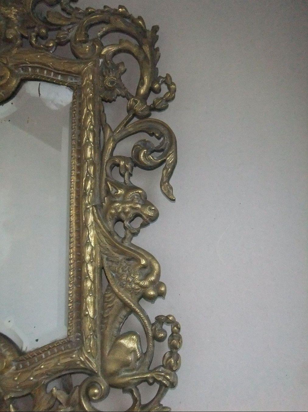 Baroque Antique Carved Wood Mirror, France, circa 1900