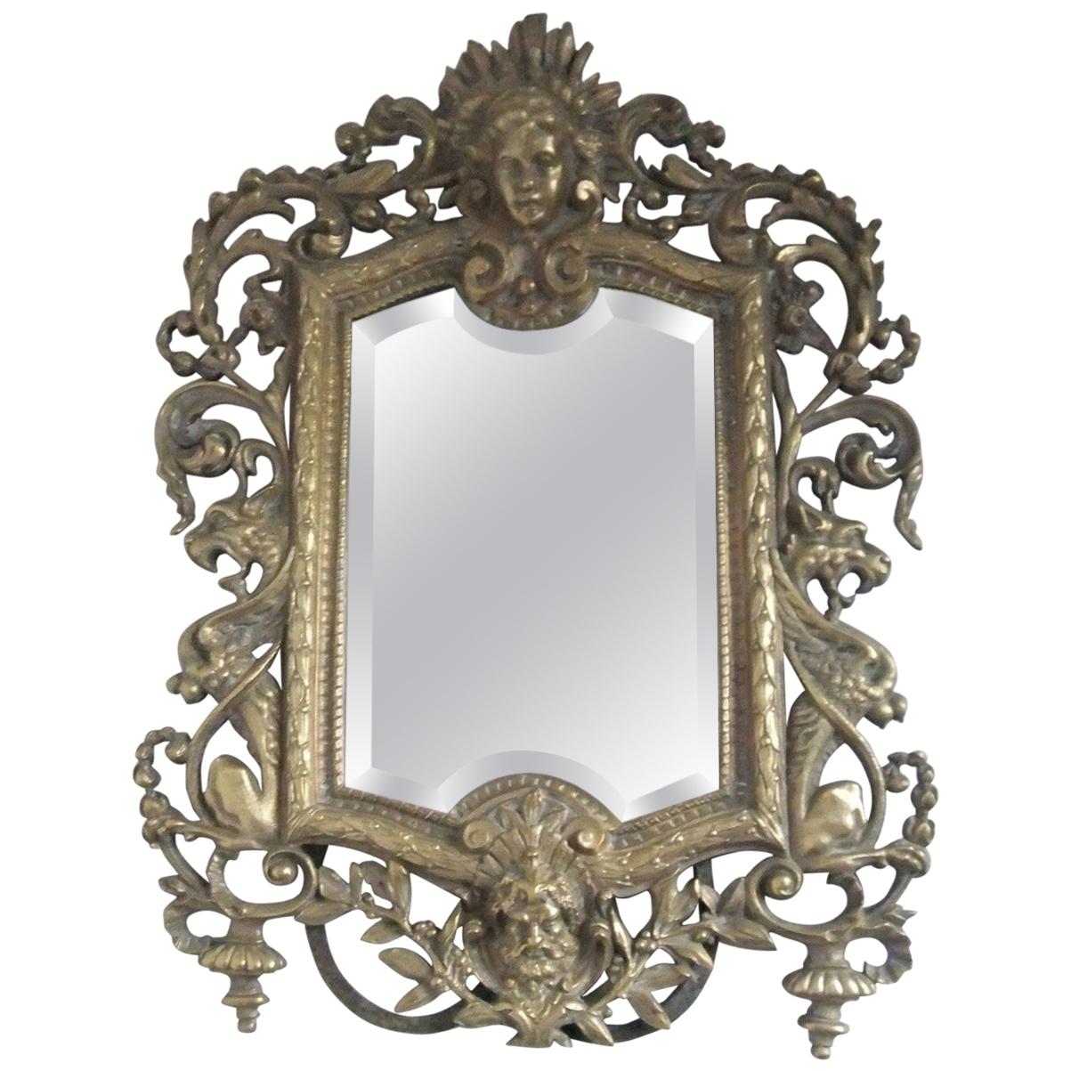 Antique Carved Wood Mirror, France, circa 1900