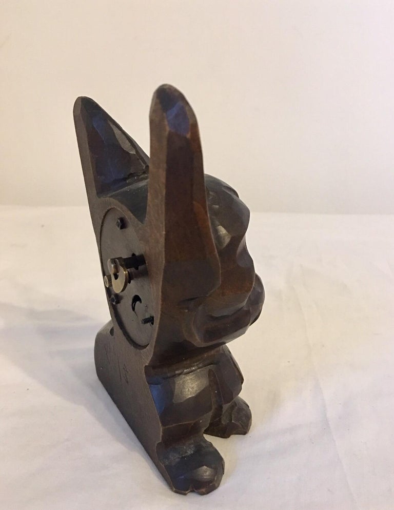 Antique Carved Wood Moving Eye Dog Clock For Sale at 1stDibs dog clock with moving eyes