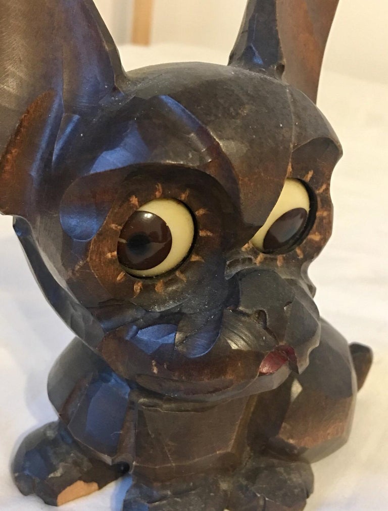 Antique Carved Wood Moving Eye Dog Clock For Sale at 1stDibs dog clock with moving eyes