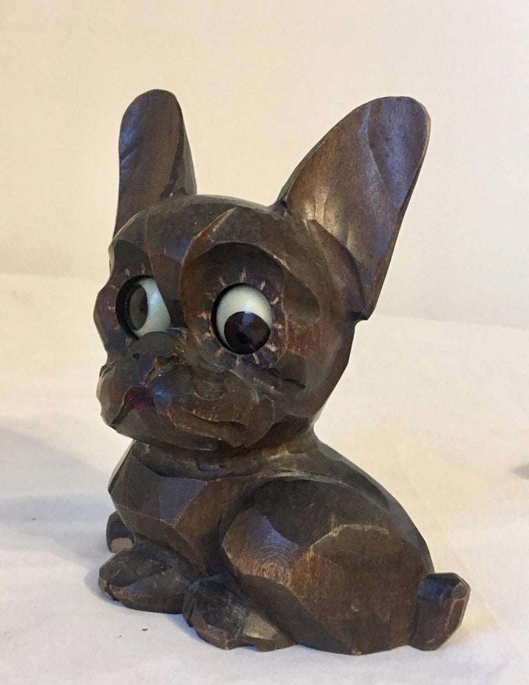 Antique Carved Wood Moving Eye Dog Clock For Sale at 1stDibs dog