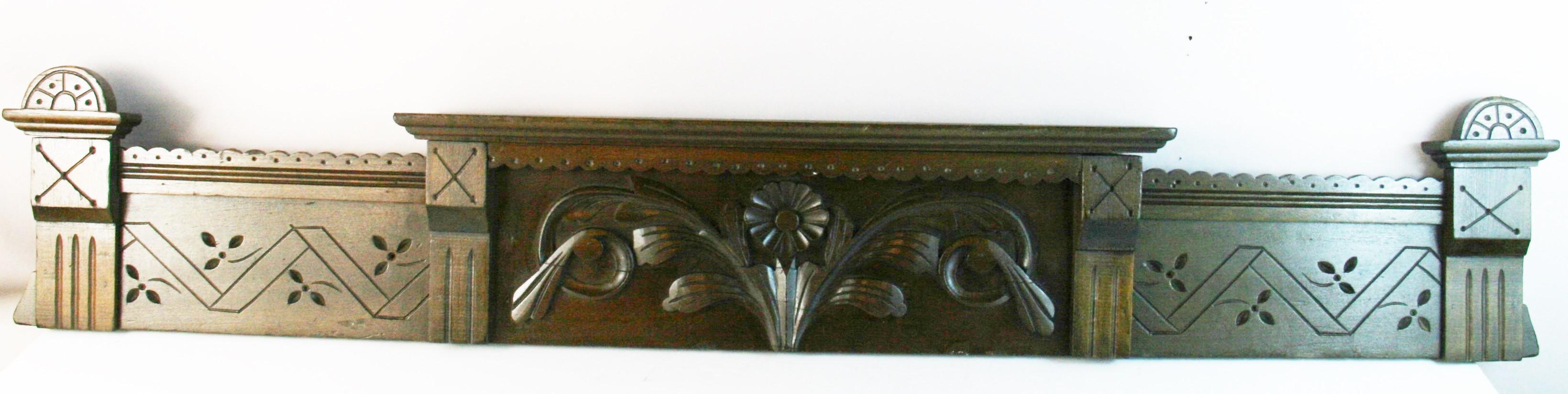 1844 Antique carved wood overdoor architectural panel