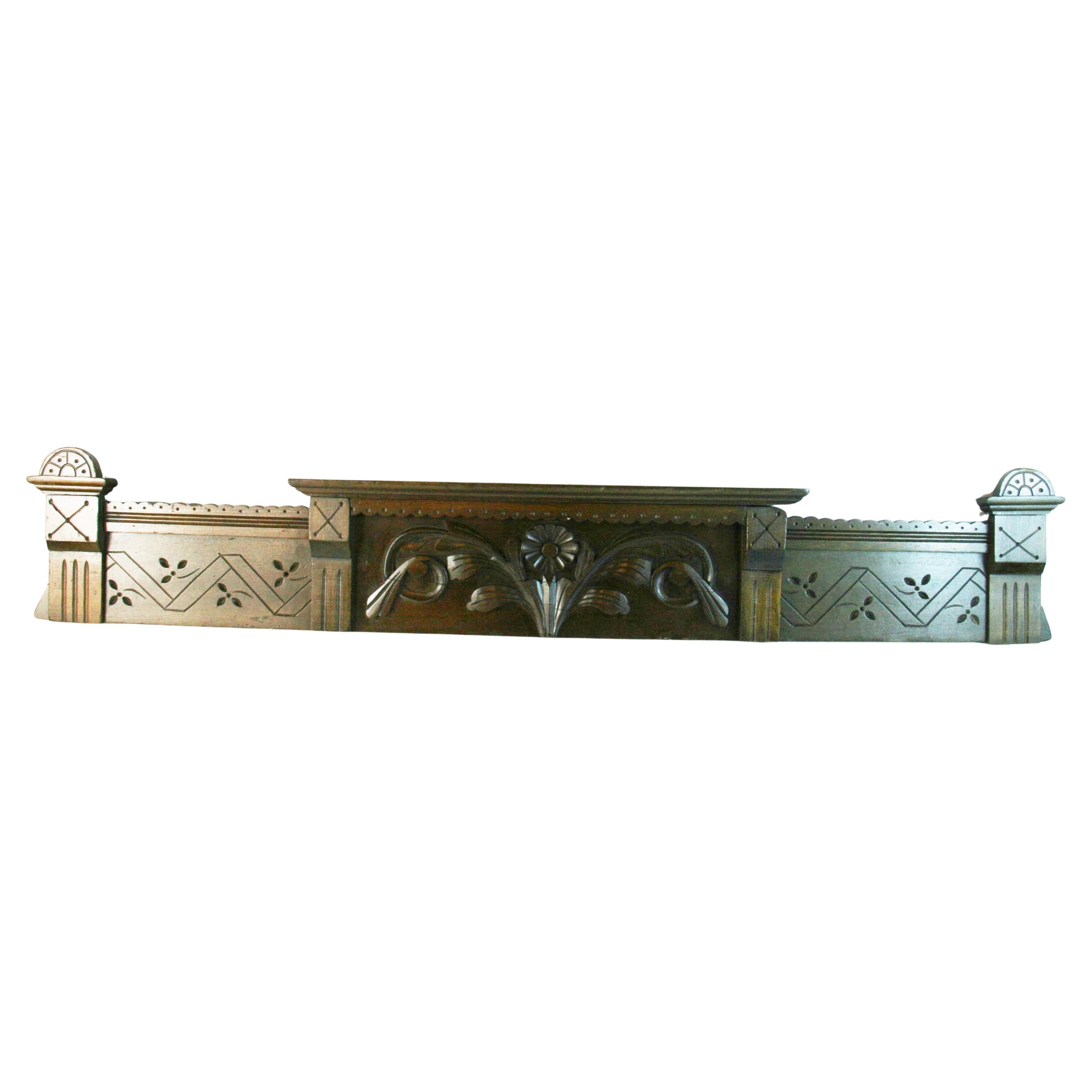 Antique Carved Wood Overdoor Architectural Element