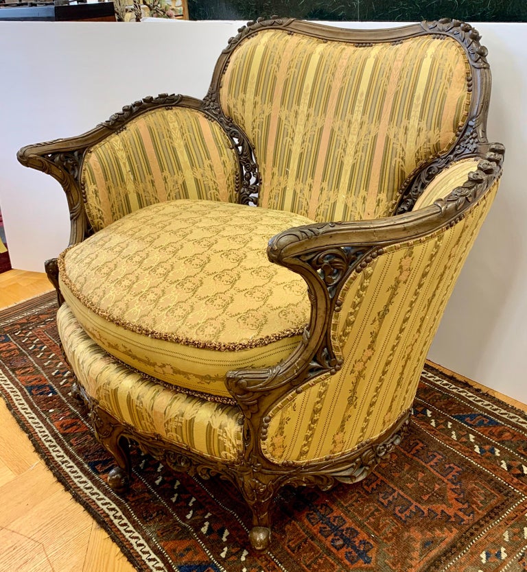 Antique Carved Wood Reading Chair Armchair at 1stDibs
