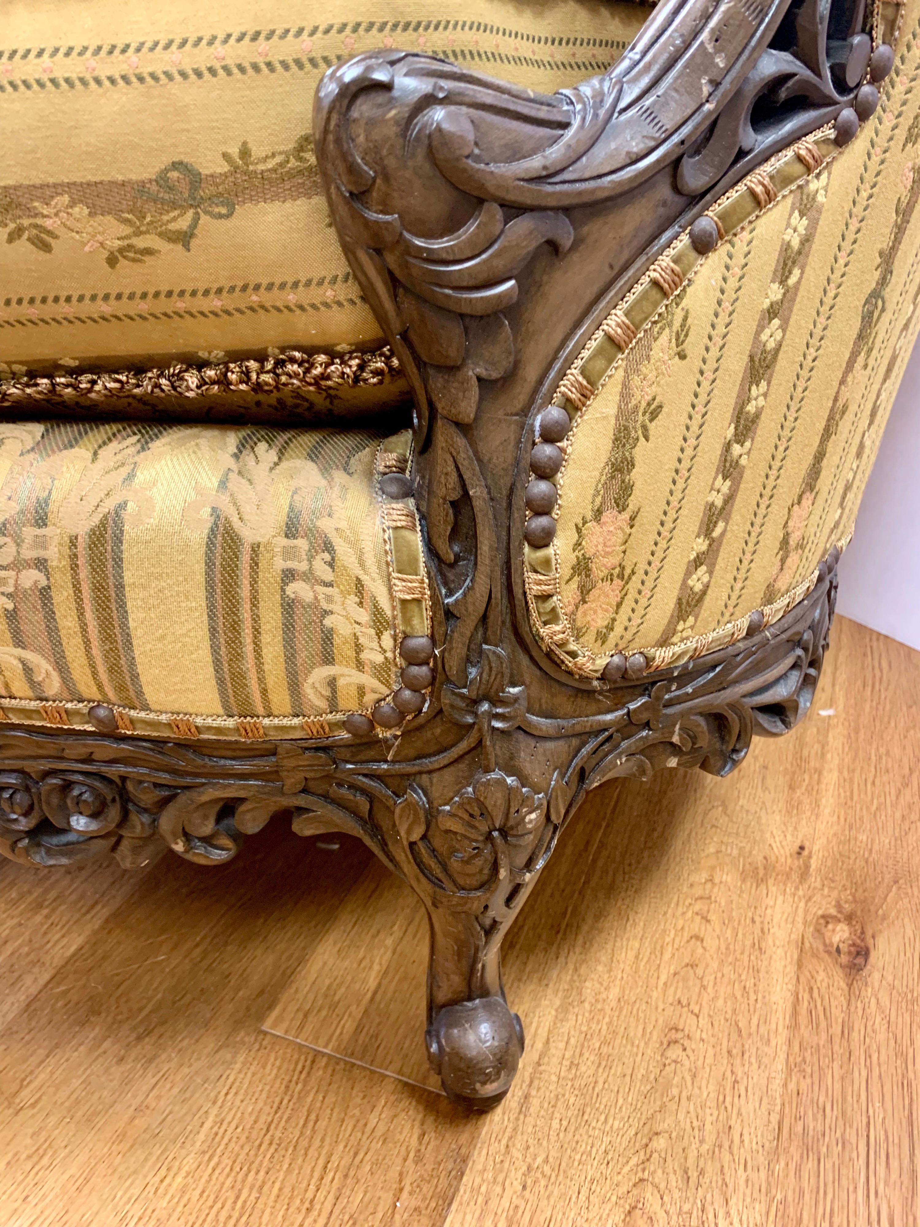 Antique Carved Wood Reading Chair Armchair In Good Condition In West Hartford, CT